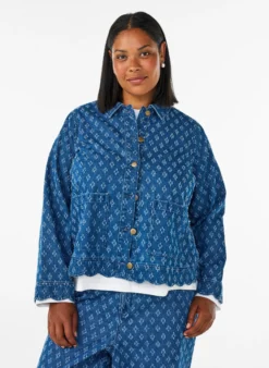 Jeansjacke mit Destroyed-Muster