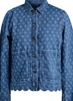 Jeansjacke mit Destroyed-Muster