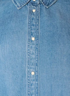 Jeanskleid aus Lyocell mit Knöpfen und kurzen Ärmeln