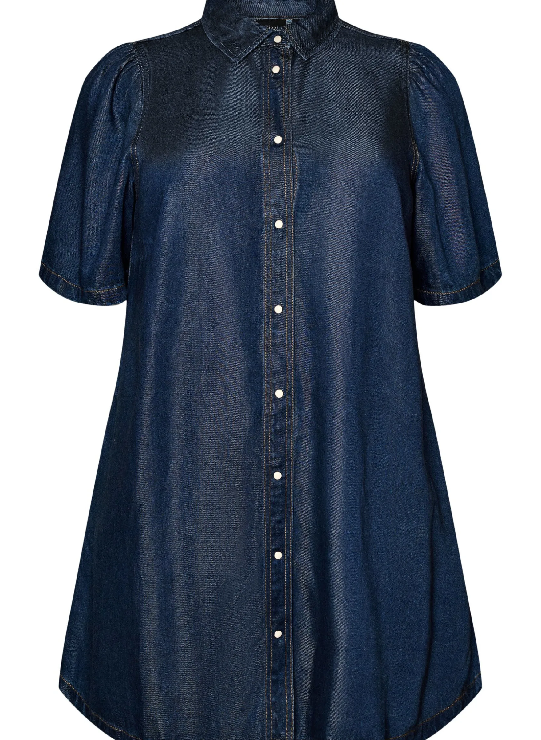 Jeanskleid aus Lyocell mit Knöpfen und kurzen Ärmeln