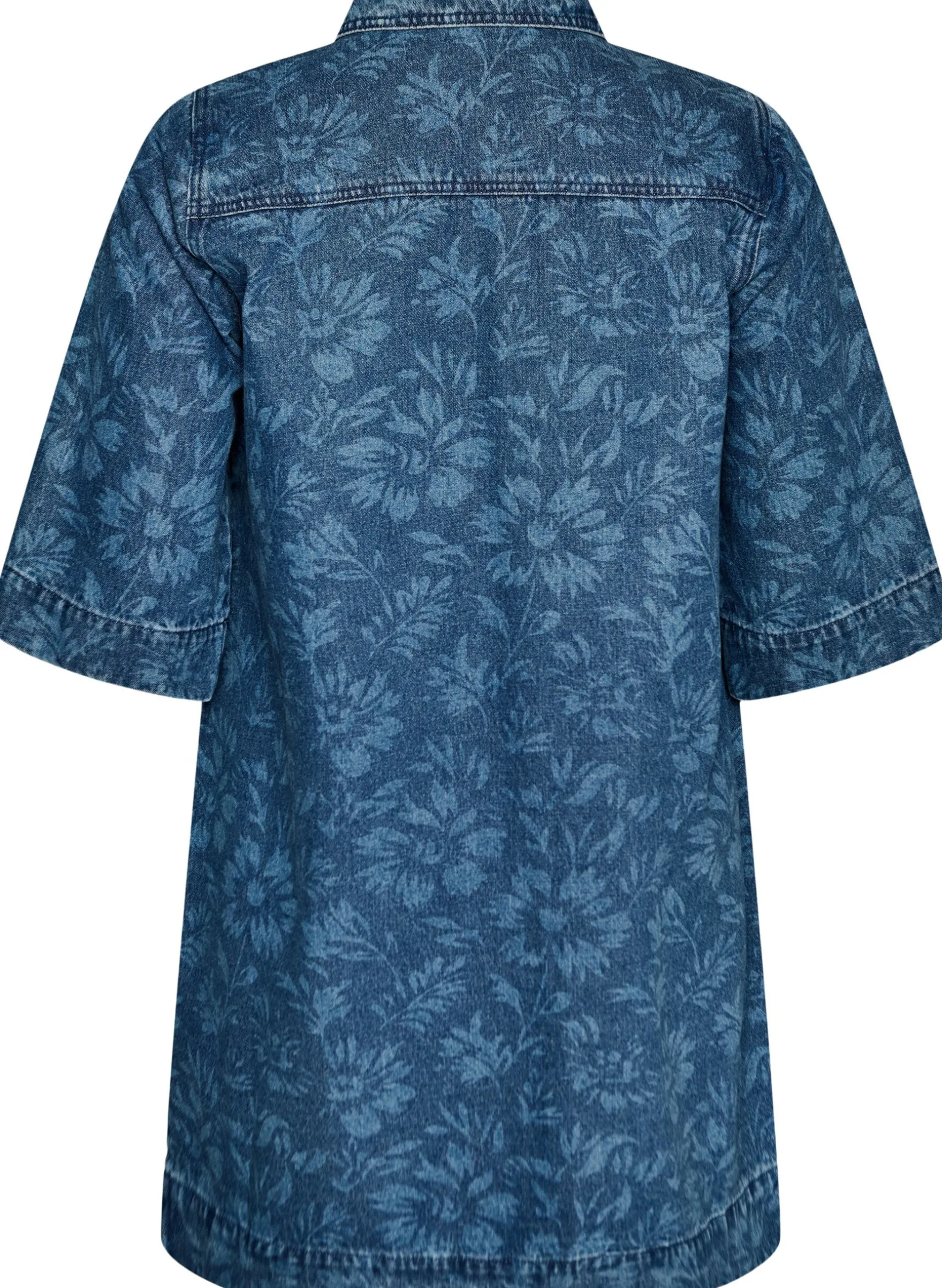 Jeanskleid mit Blumenprint und Brusttaschen
