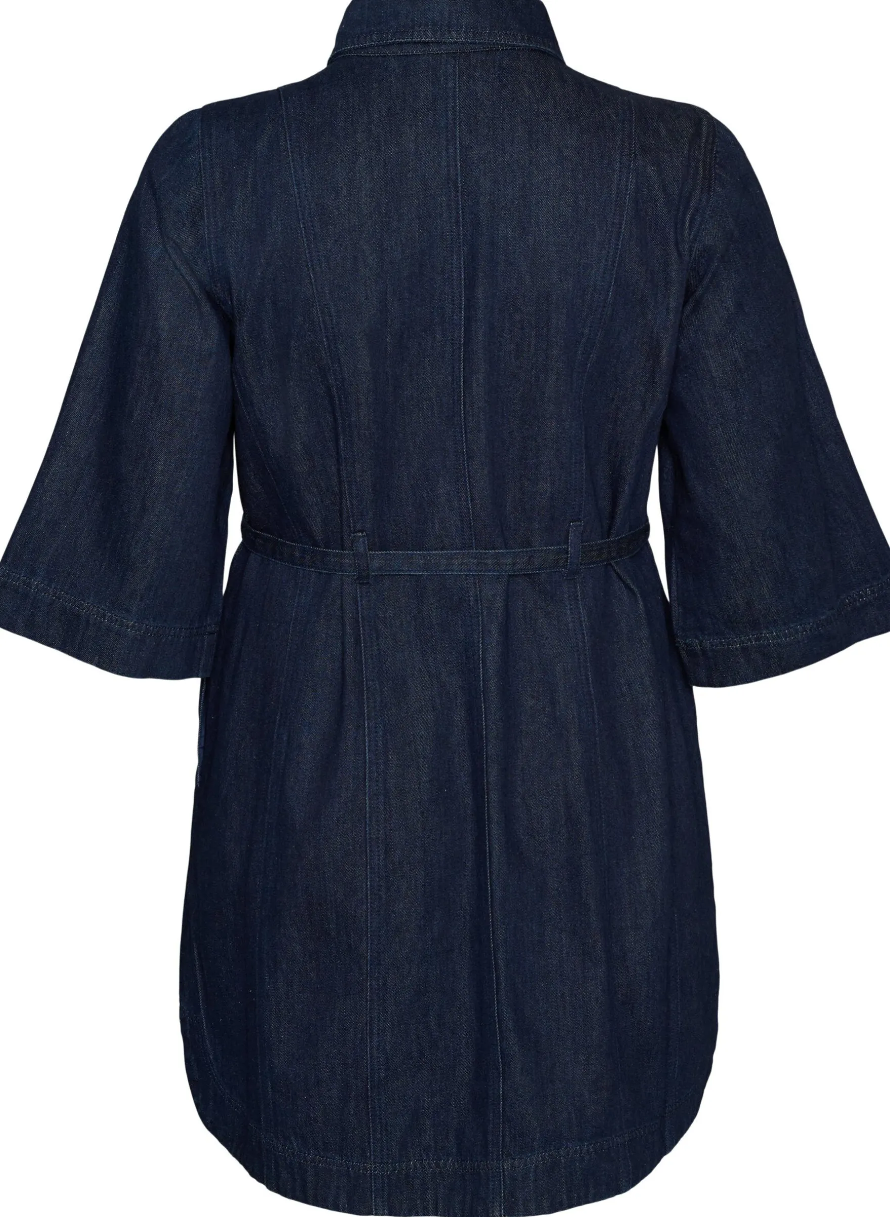 Jeanskleid mit Gürtel und 3/4-Ärmeln