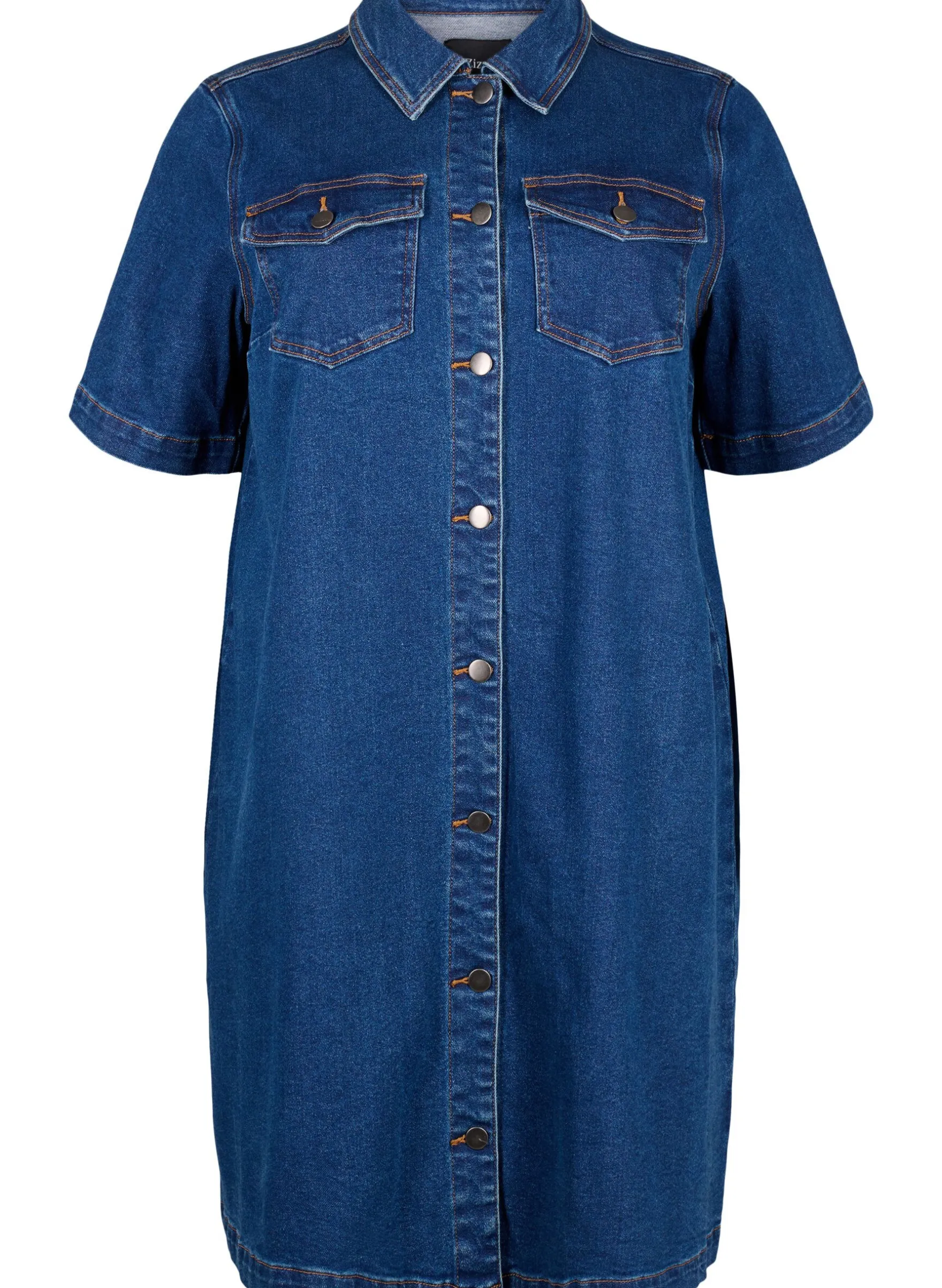 Jeanskleid mit Knöpfen und kurzen Ärmeln