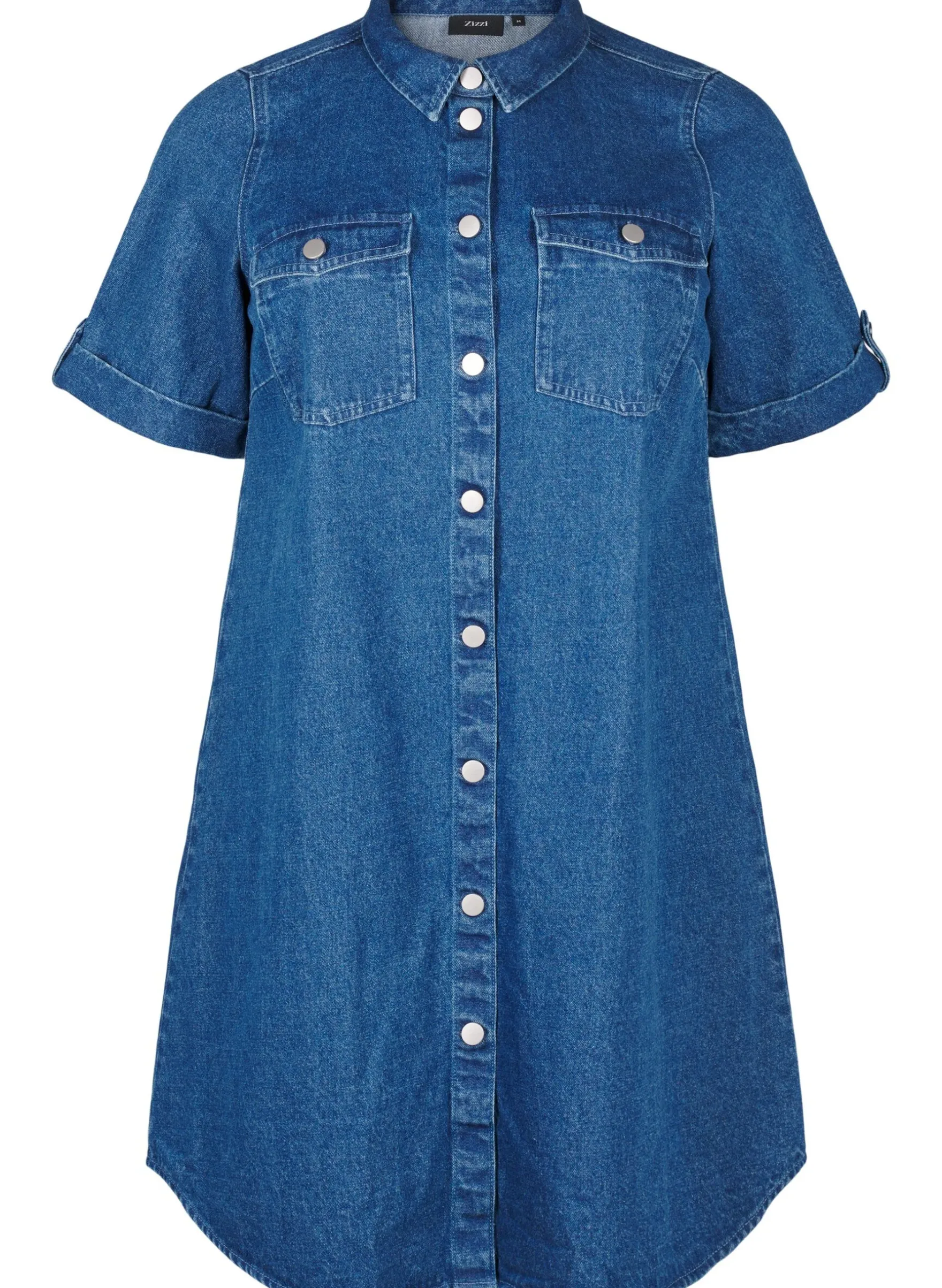 Jeanskleid mit kurzen Ärmeln und Knöpfen