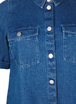 Jeanskleid mit kurzen Ärmeln und Knöpfen