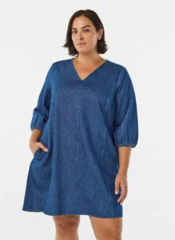 Jeanskleid mit 3/4-Ärmeln