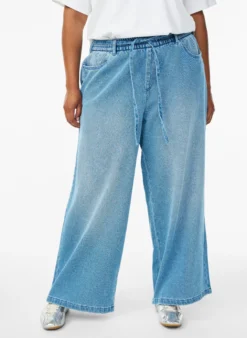 Jeans mit lockerer Passform, elastischem Bund und Tunnelzug
