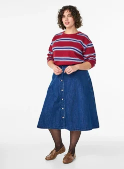 Jeansrock in A-Linie mit Knopfleiste