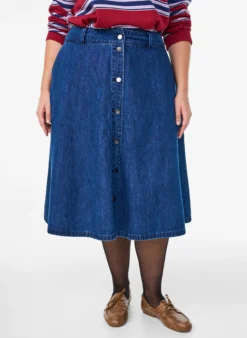 Jeansrock in A-Linie mit Knopfleiste