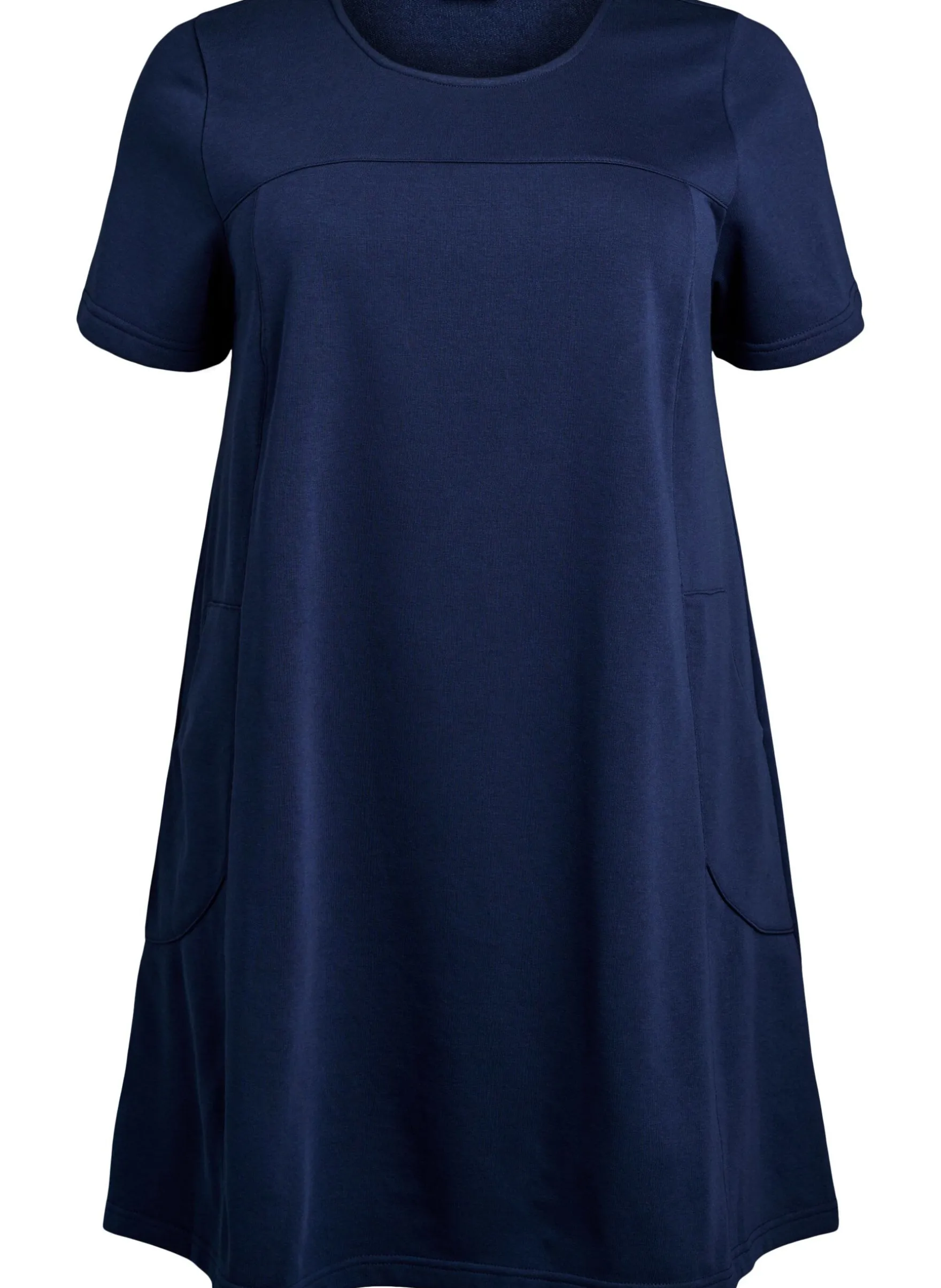 Jerseykleid mit kurzen Ärmeln und Taschen