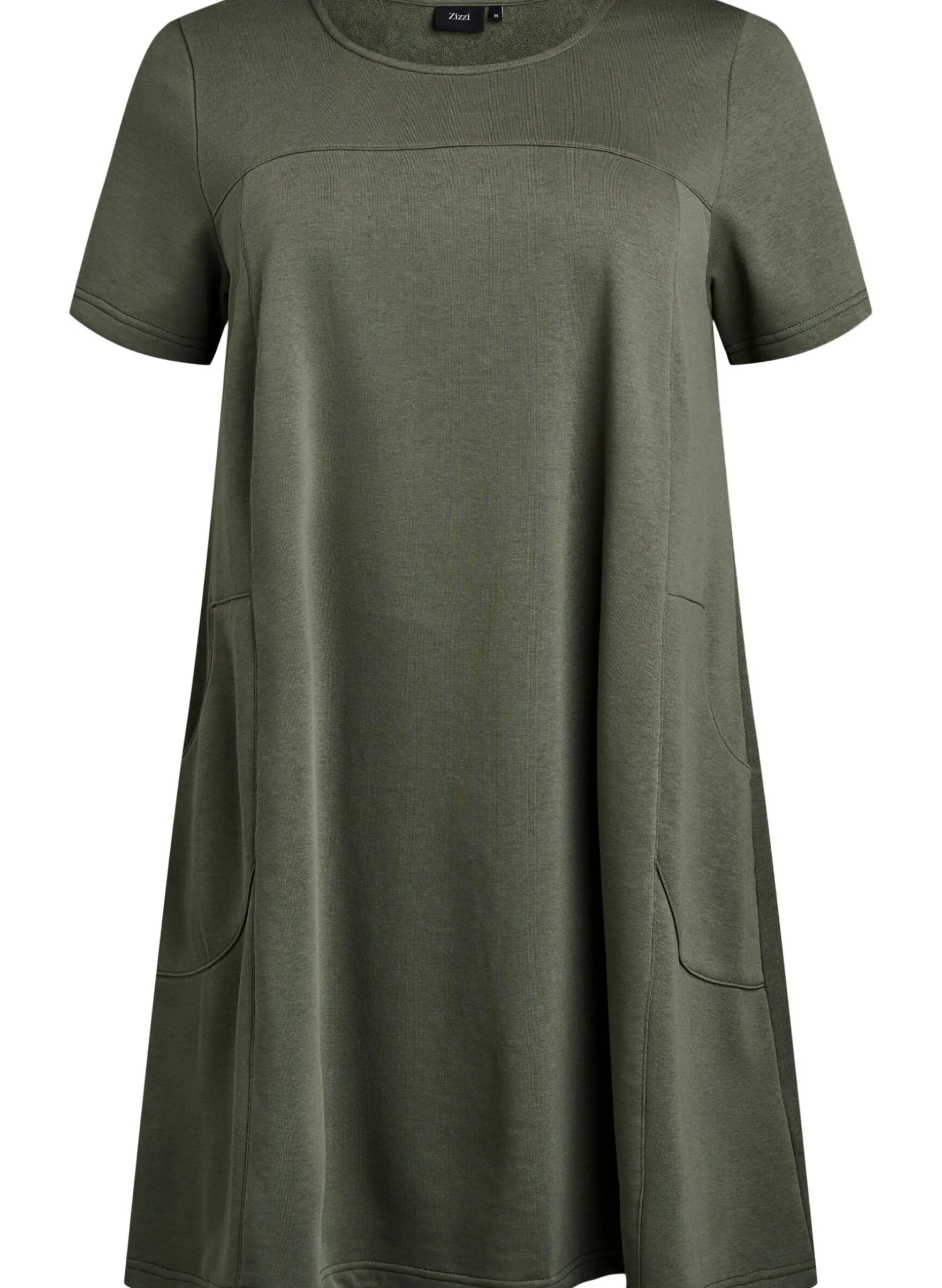 Jerseykleid mit kurzen Ärmeln und Taschen