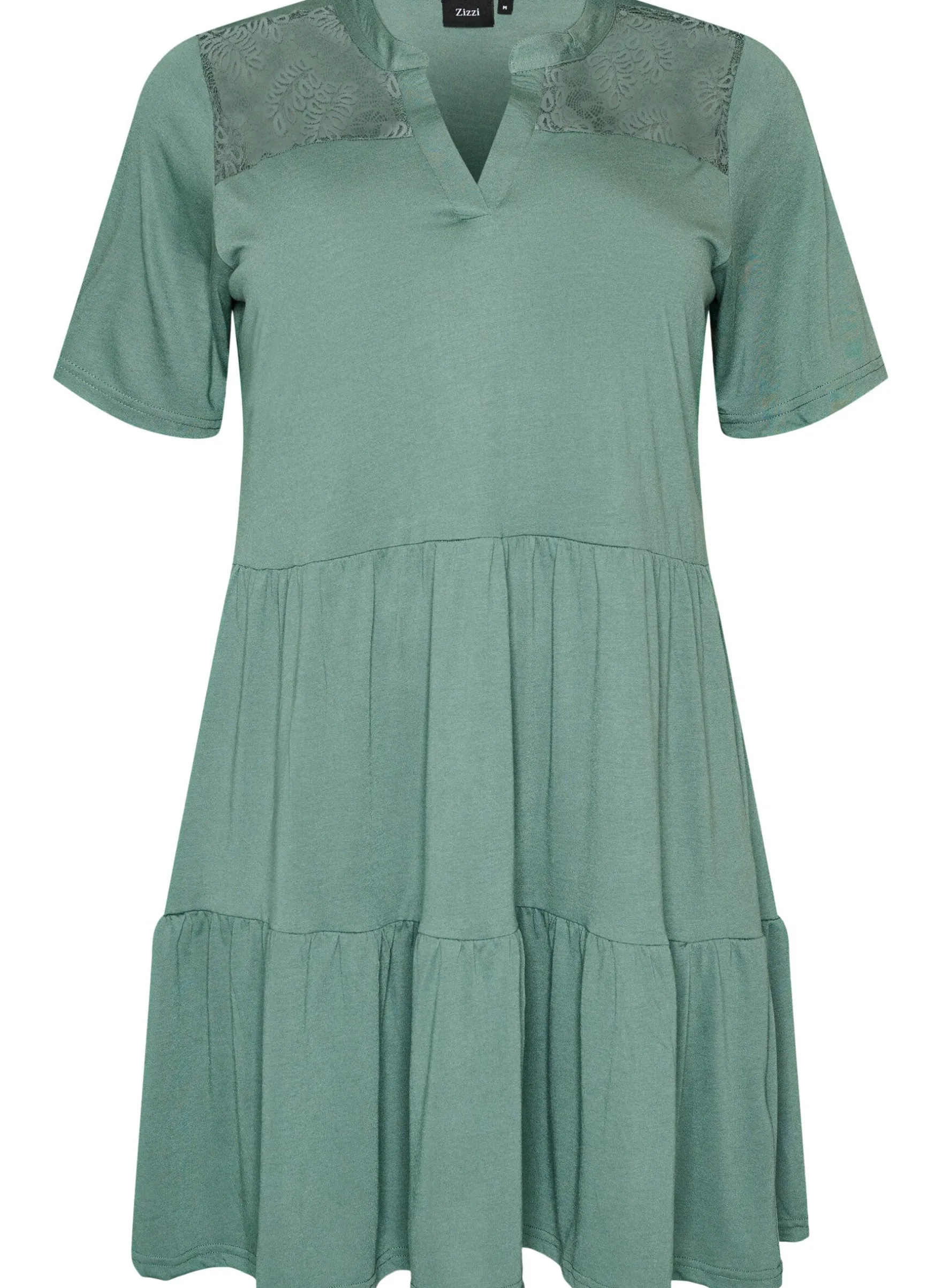 Jerseykleid mit Spitzendetails und mehrlagigem Rock