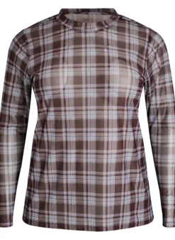 Karierte Bluse aus Mesh
