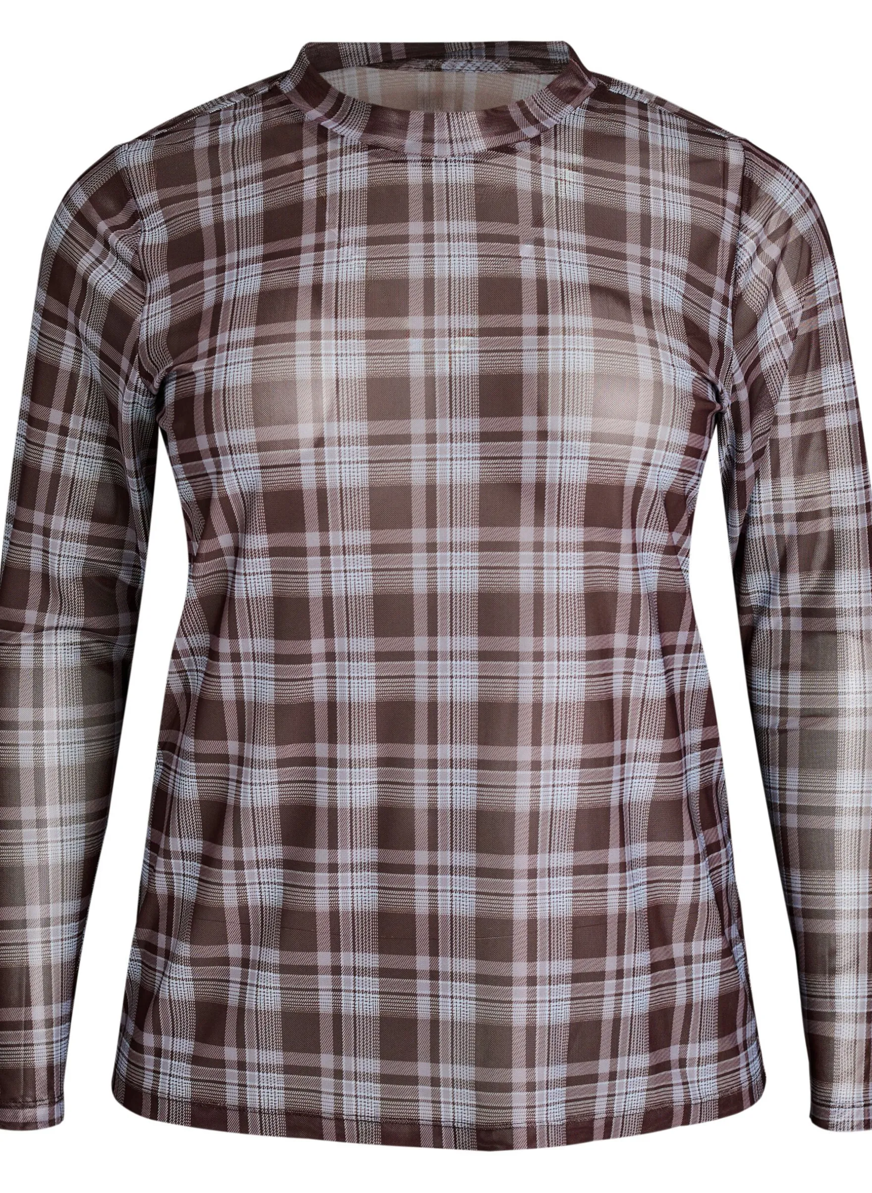 Karierte Bluse aus Mesh