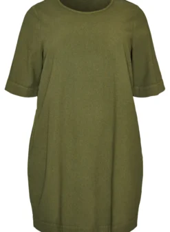 Kleid aus Baumwolle mit kurzen Ärmeln und Taschen