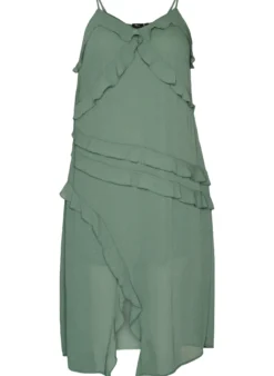 Kleid aus Chiffon mit asymmetrischen Rüschen