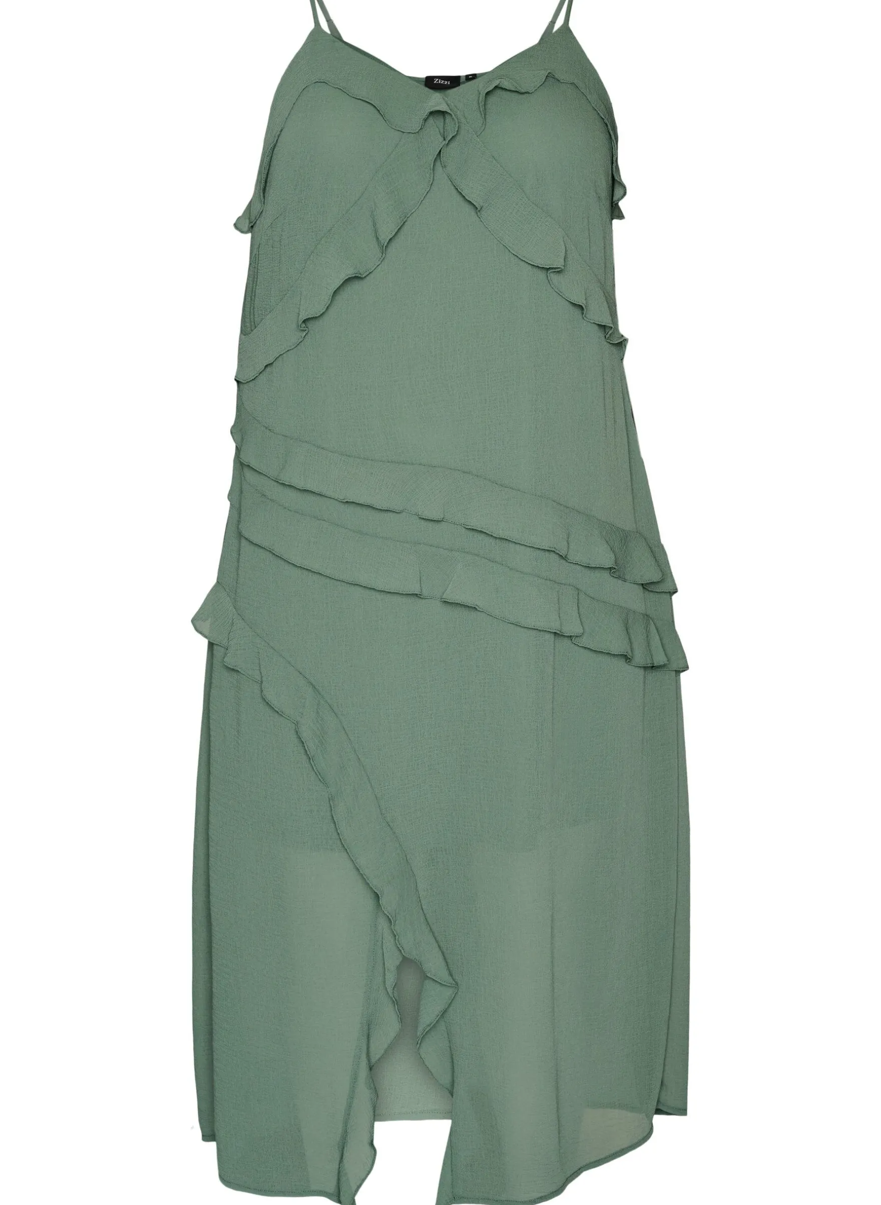 Kleid aus Chiffon mit asymmetrischen Rüschen