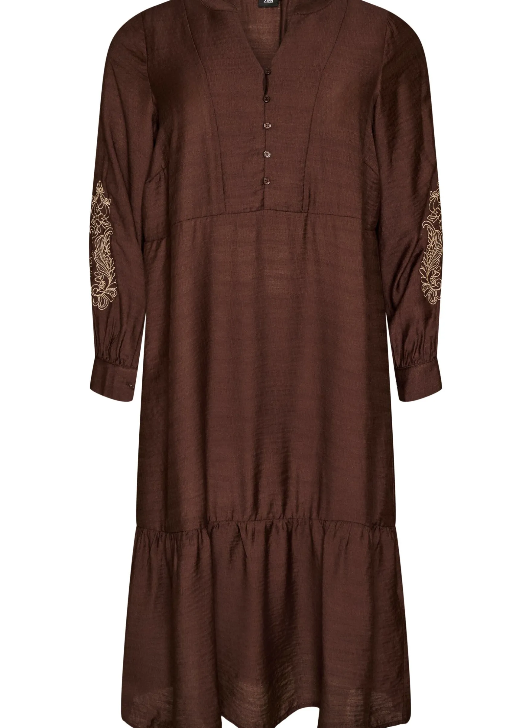 Kleid aus Viskose mit Stickerei und Stufenvolants