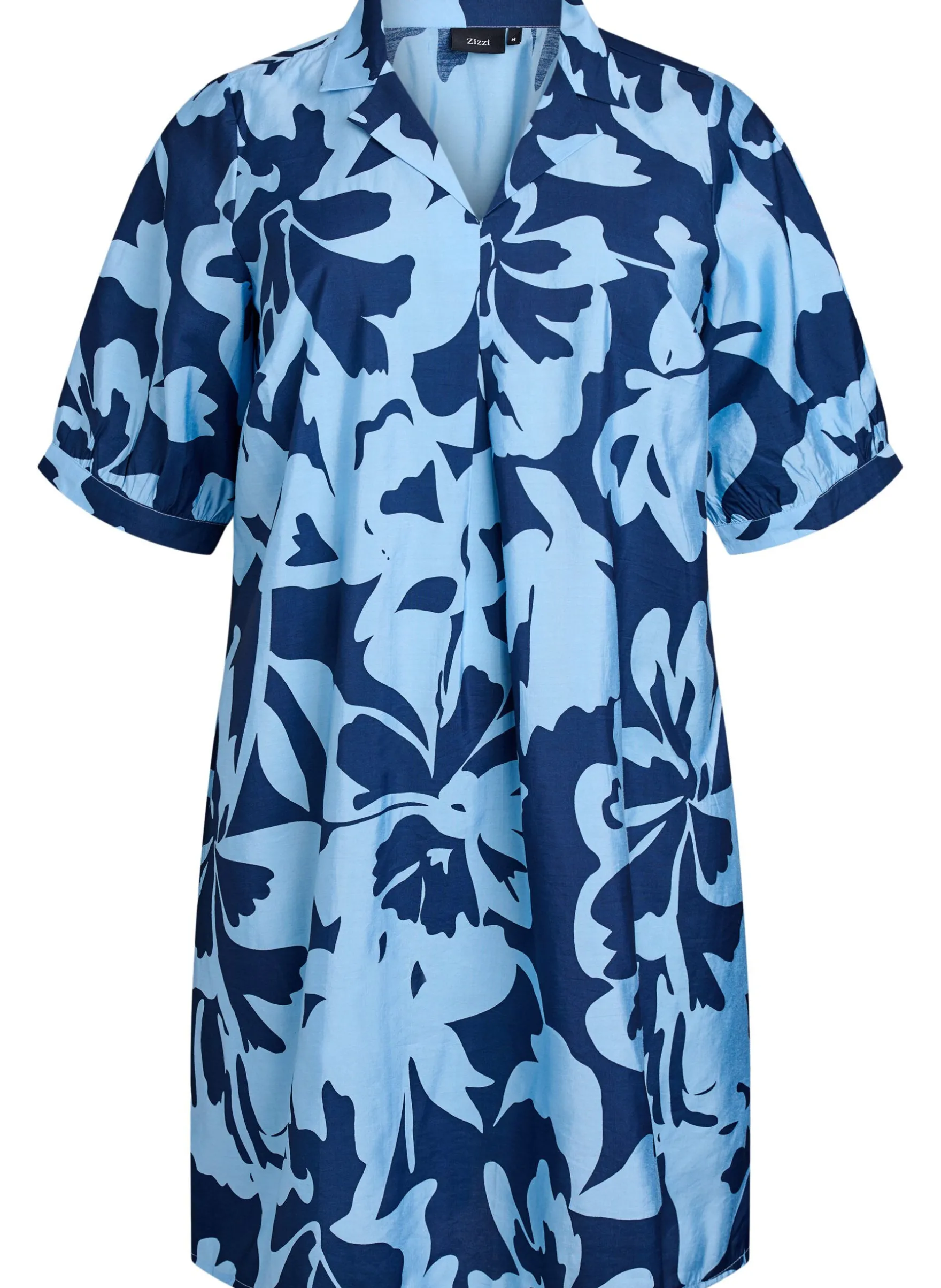 Kleid in Knielänge mit Print und V-Ausschnitt