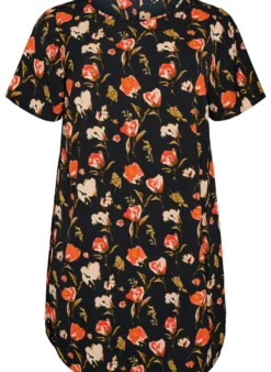Kleid mit Aufdruck und kurzen Ärmeln