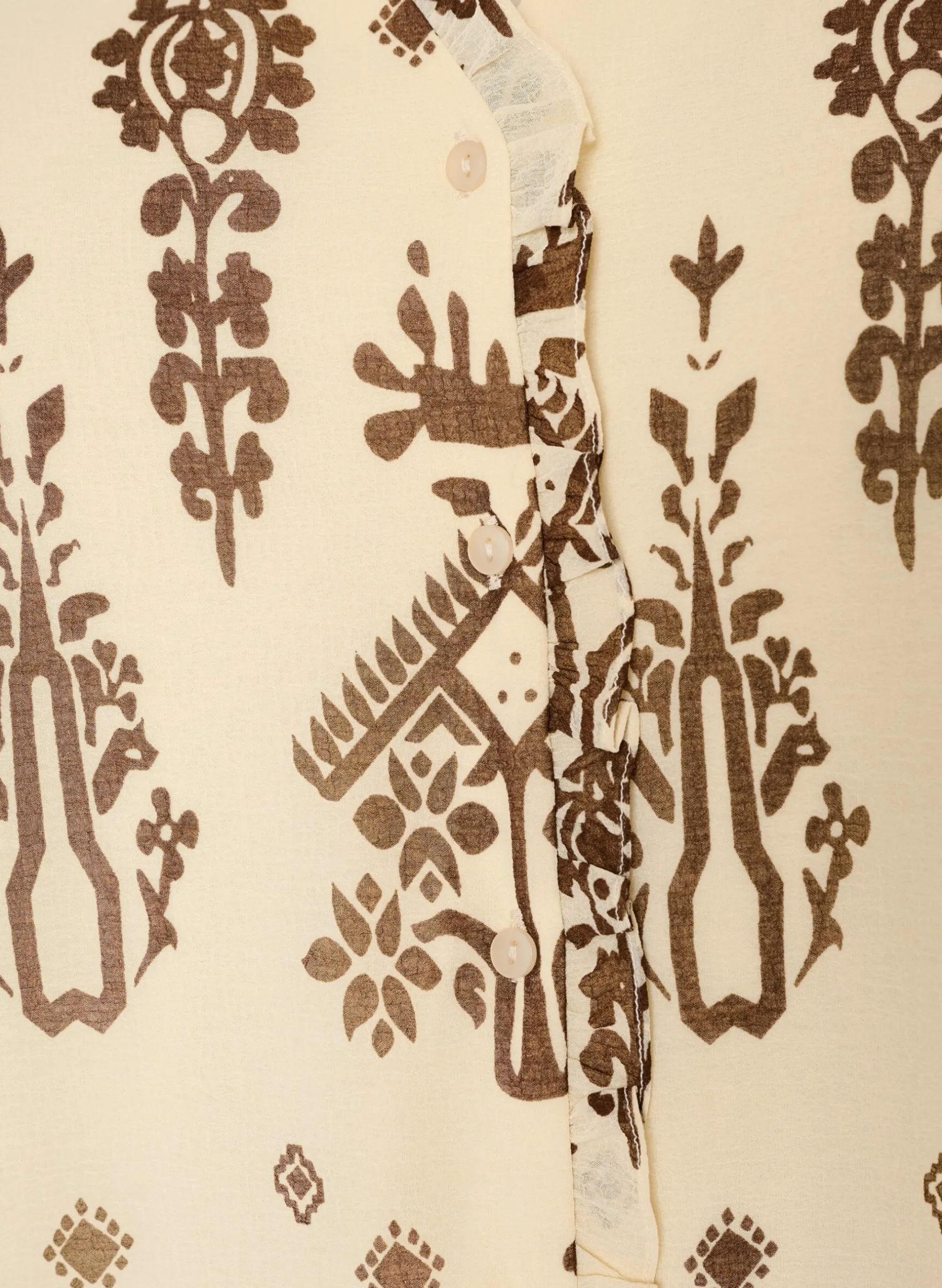 Kleid mit Ornament-Print und Rüschenkragen