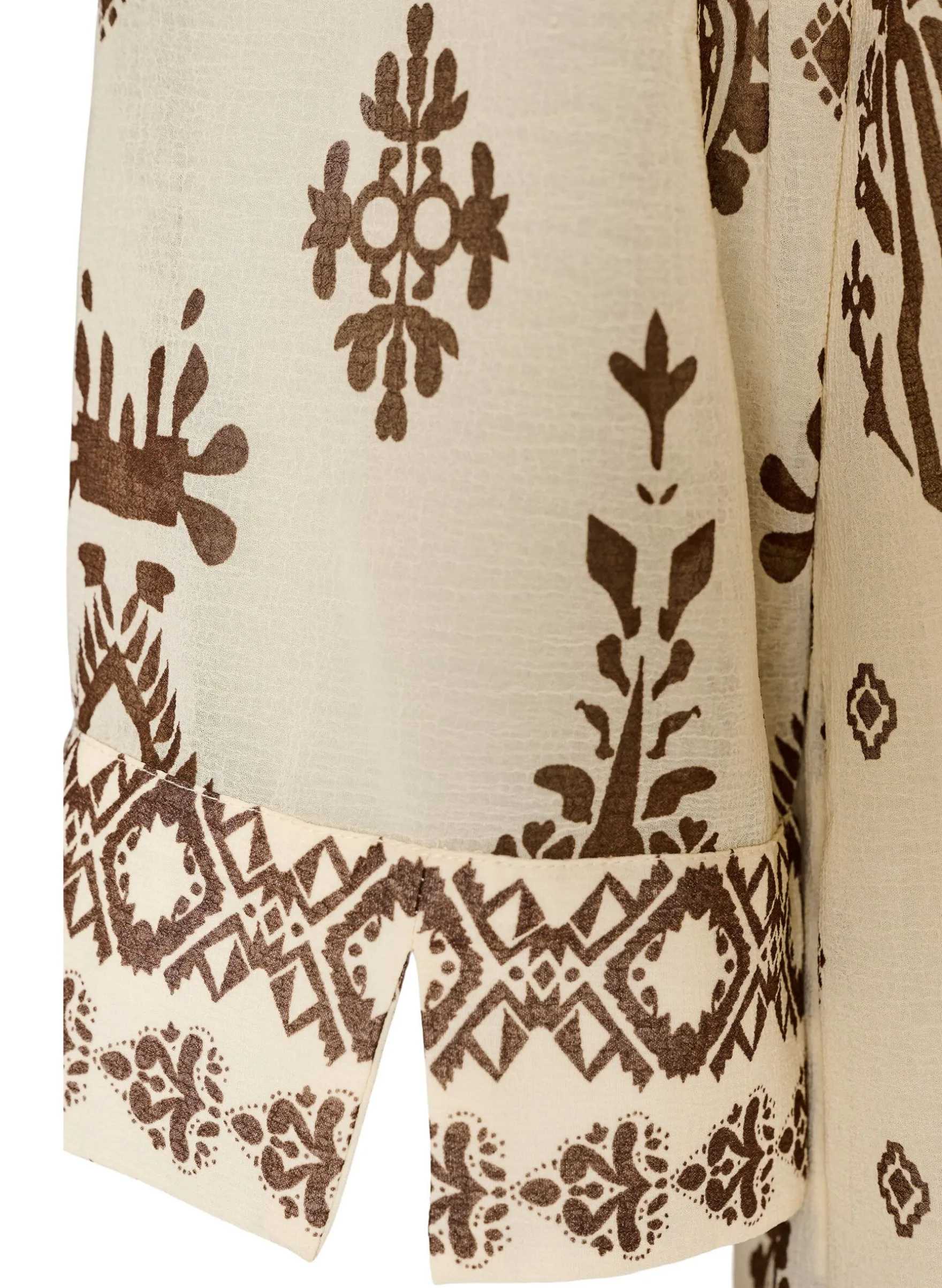 Kleid mit Ornament-Print und Rüschenkragen