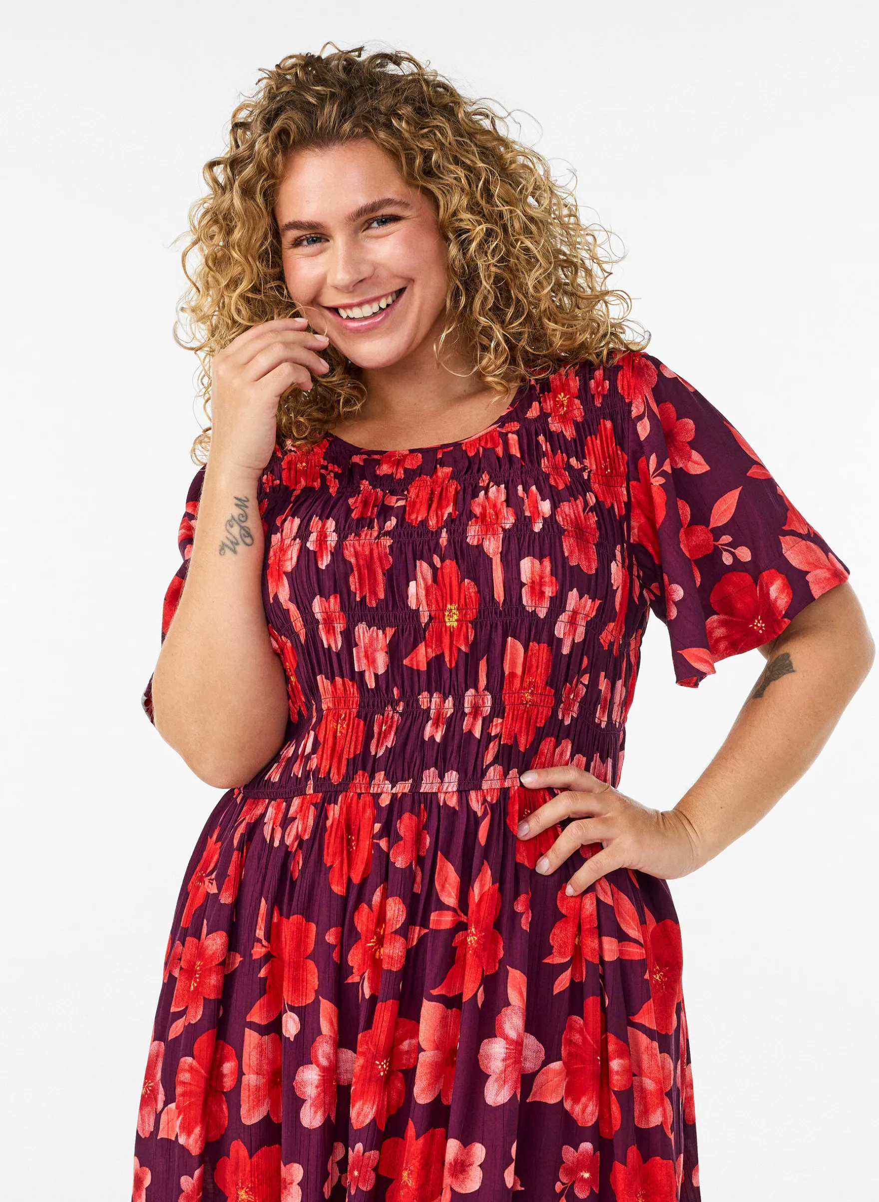 Kleid mit Smock und Blumenprint