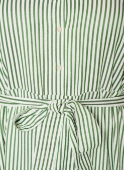 Knöchellanges Hemdblusenkleid mit Bindegürtel und Streifen