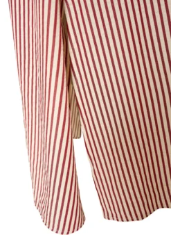 Knöchellanges Hemdblusenkleid mit Bindegürtel und Streifen