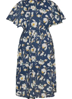 Knöchellanges Kleid mit Flügelärmeln und Bindegürtel
