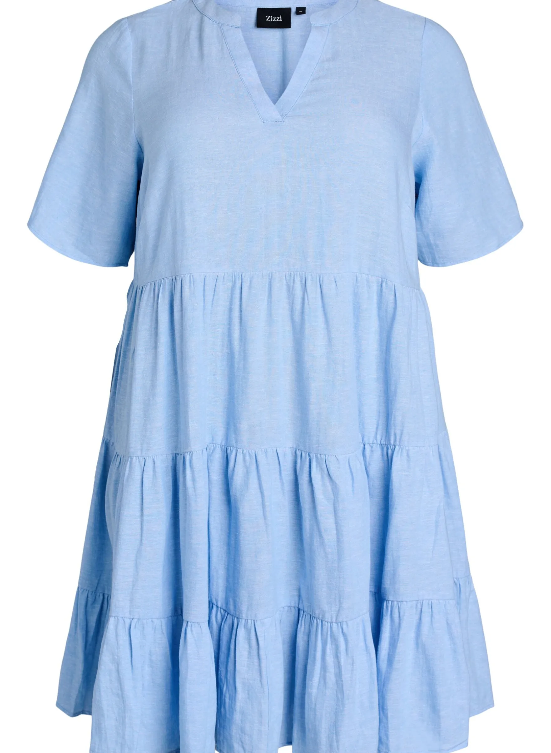 Knielanges A-Linien-Kleid aus Leinen und Viskose