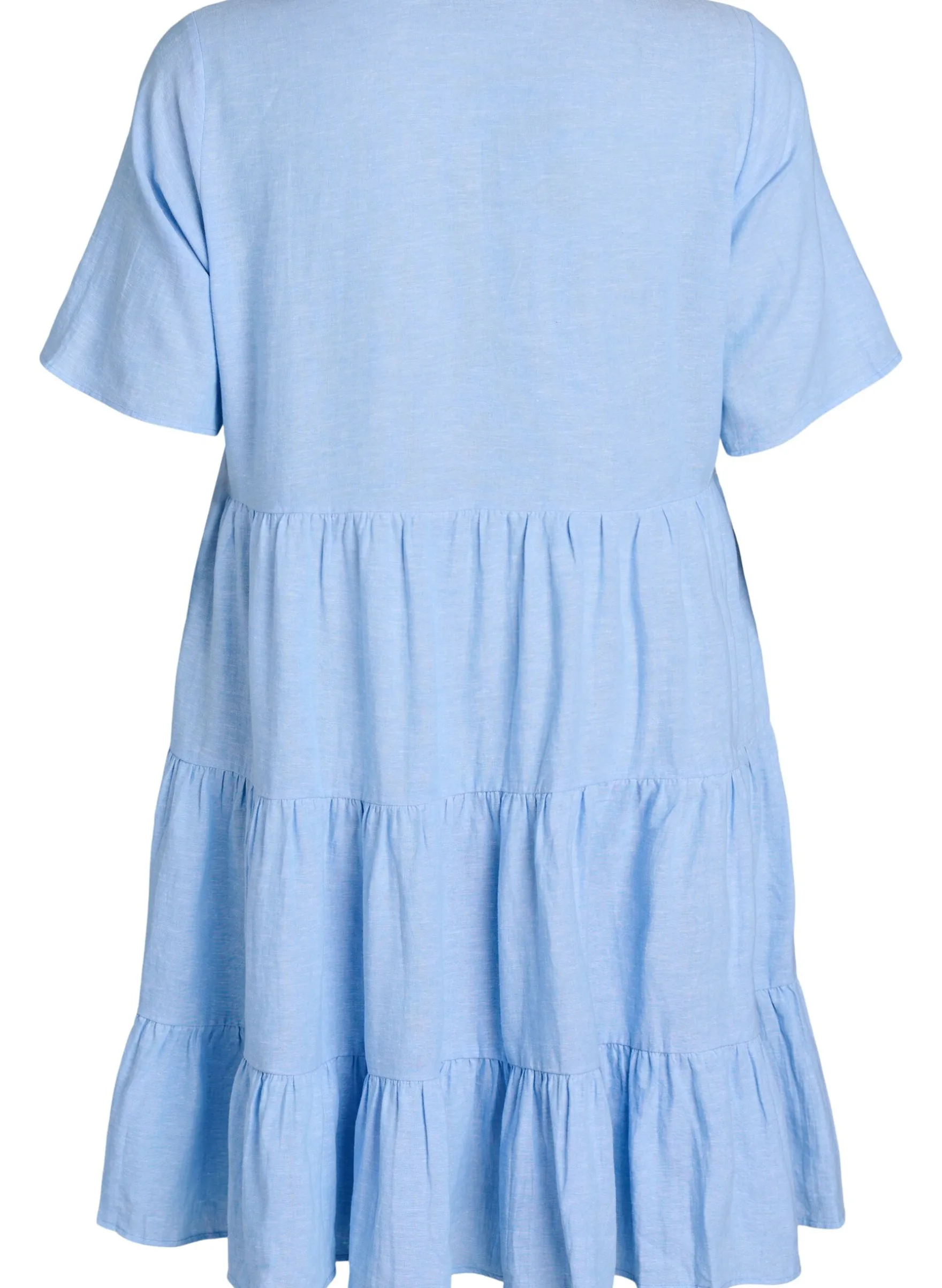Knielanges A-Linien-Kleid aus Leinen und Viskose