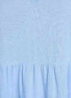 Knielanges A-Linien-Kleid aus Leinen und Viskose