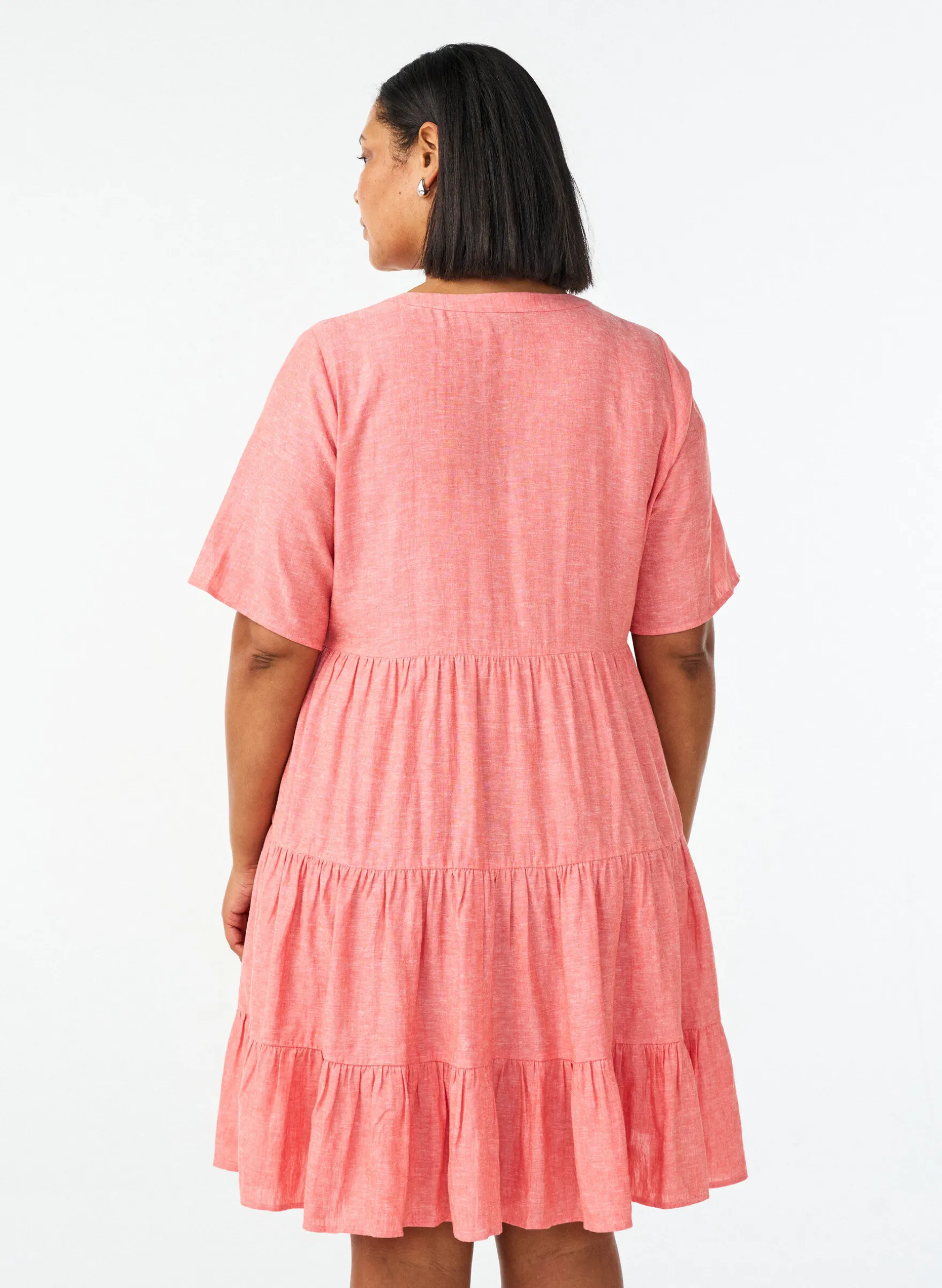 Knielanges A-Linien-Kleid aus Leinen und Viskose