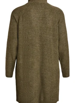 Knielanges Strickkleid mit hohem Kragen