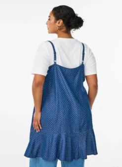 Knielanges Trägerkleid aus TENCEL™ Lyocell in Denim-Optik