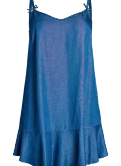 Knielanges Trägerkleid aus TENCEL™ Lyocell in Denim-Optik