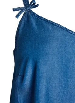 Knielanges Trägerkleid aus TENCEL™ Lyocell in Denim-Optik