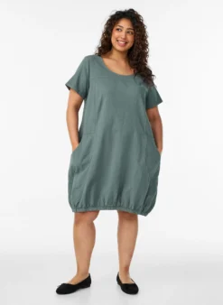 Kurzarm Kleid aus Baumwolle