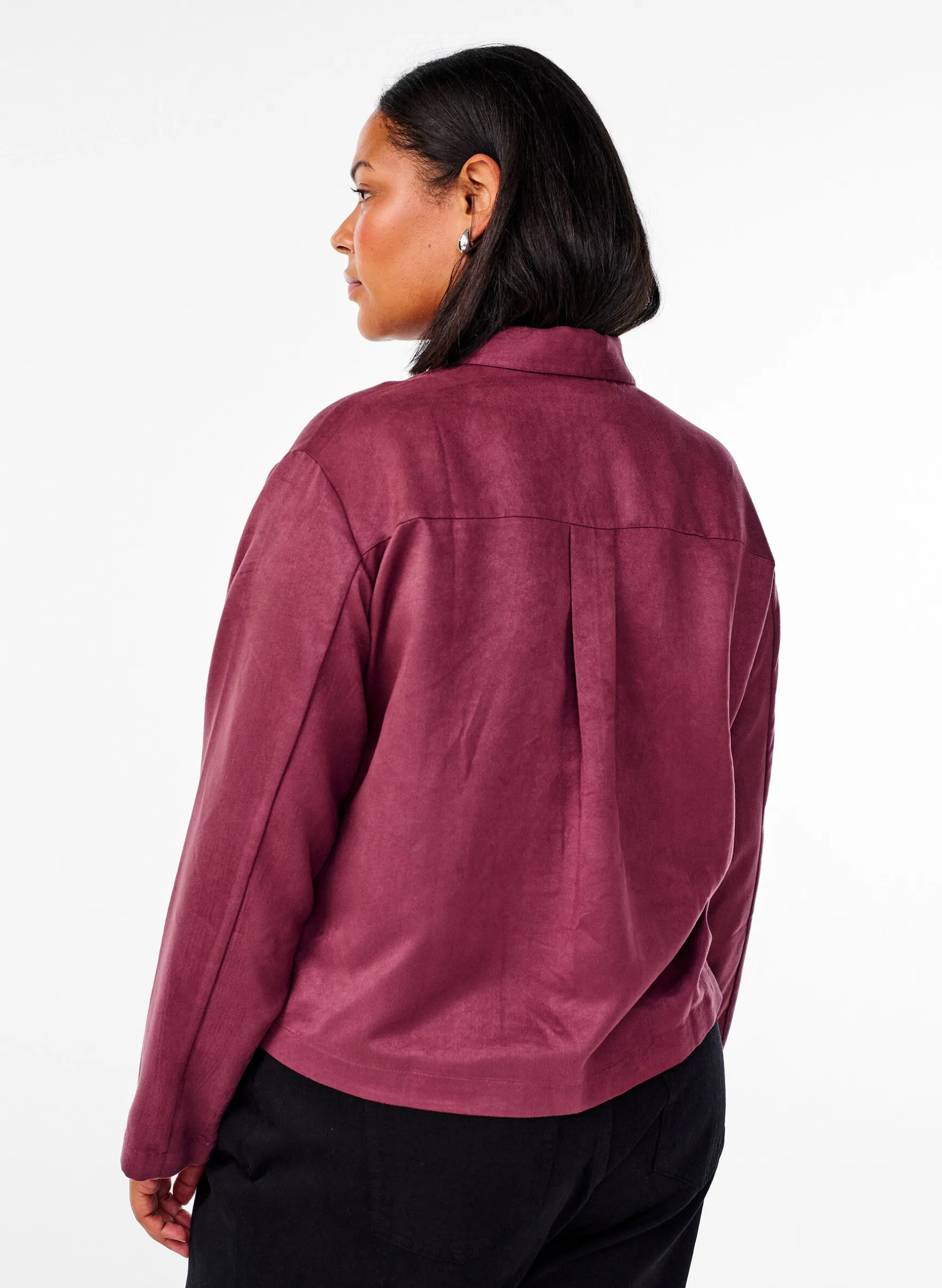 Kurze Jacke aus Wildlederimitat mit Taschen