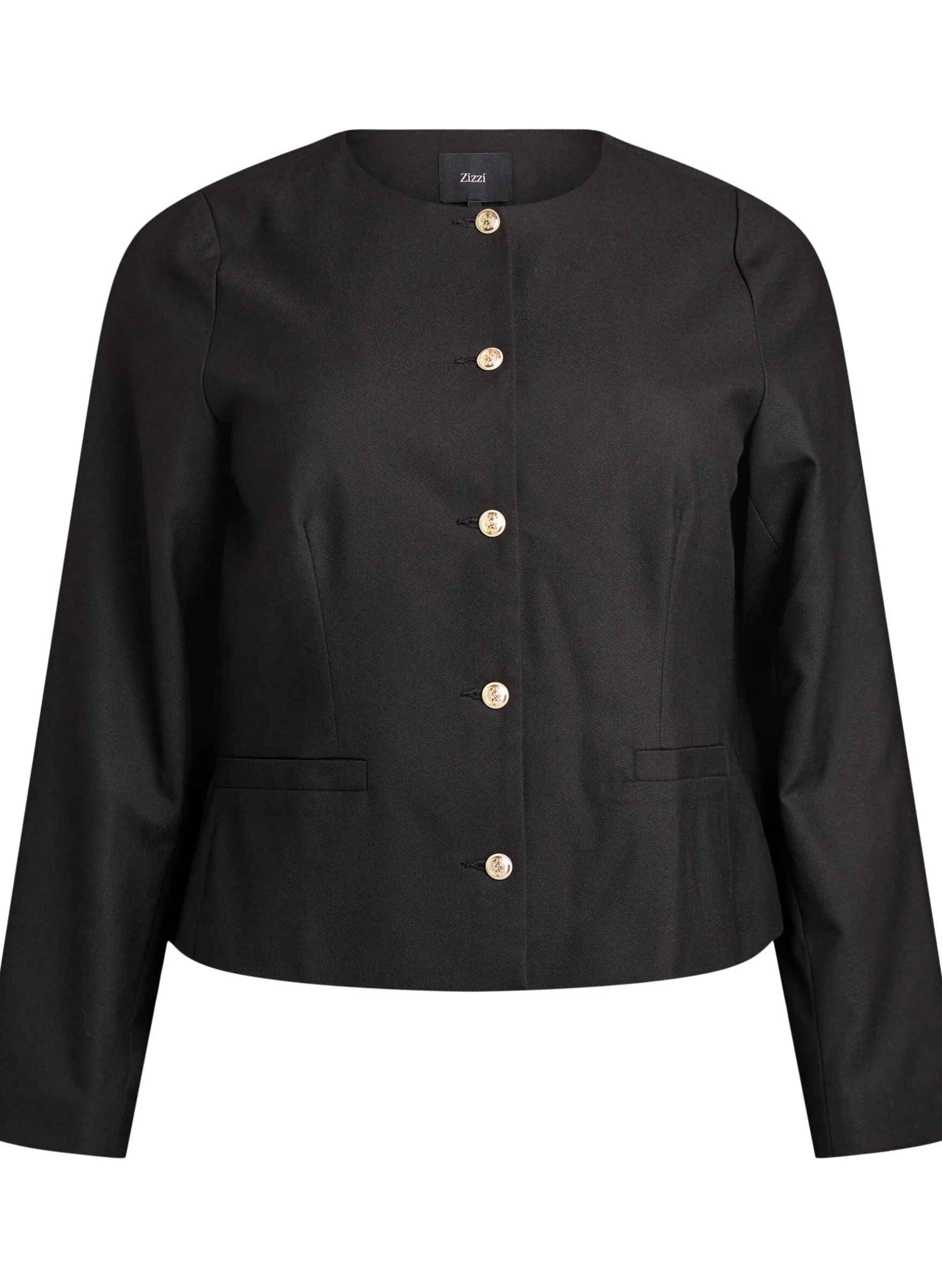 Kurze Jacke mit goldfarbenen Knöpfen