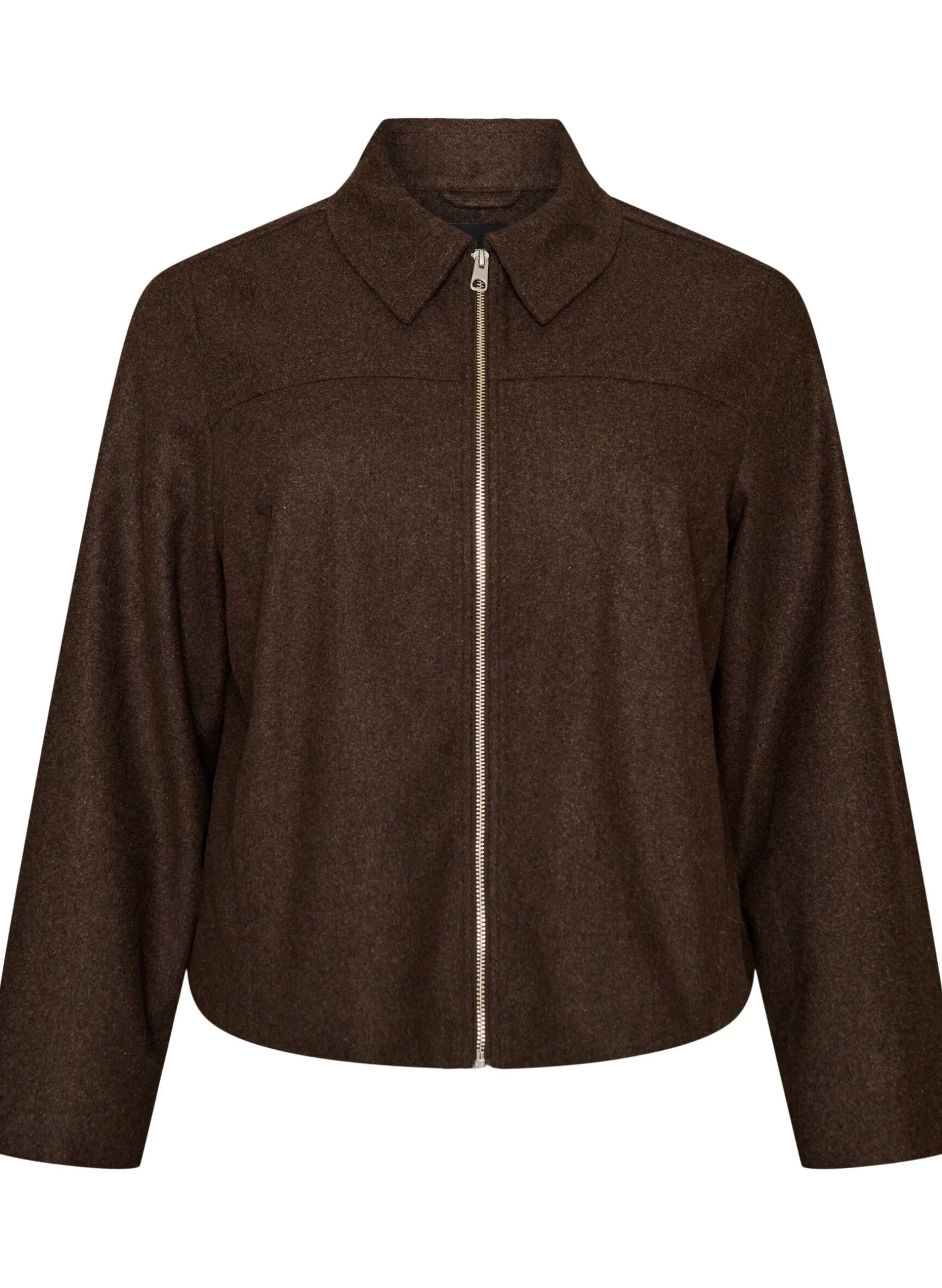 Kurze Jacke mit Hemdkragen und Reißverschluss