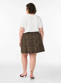 Kurzer Jeansrock mit Leo-Print und A-Linie