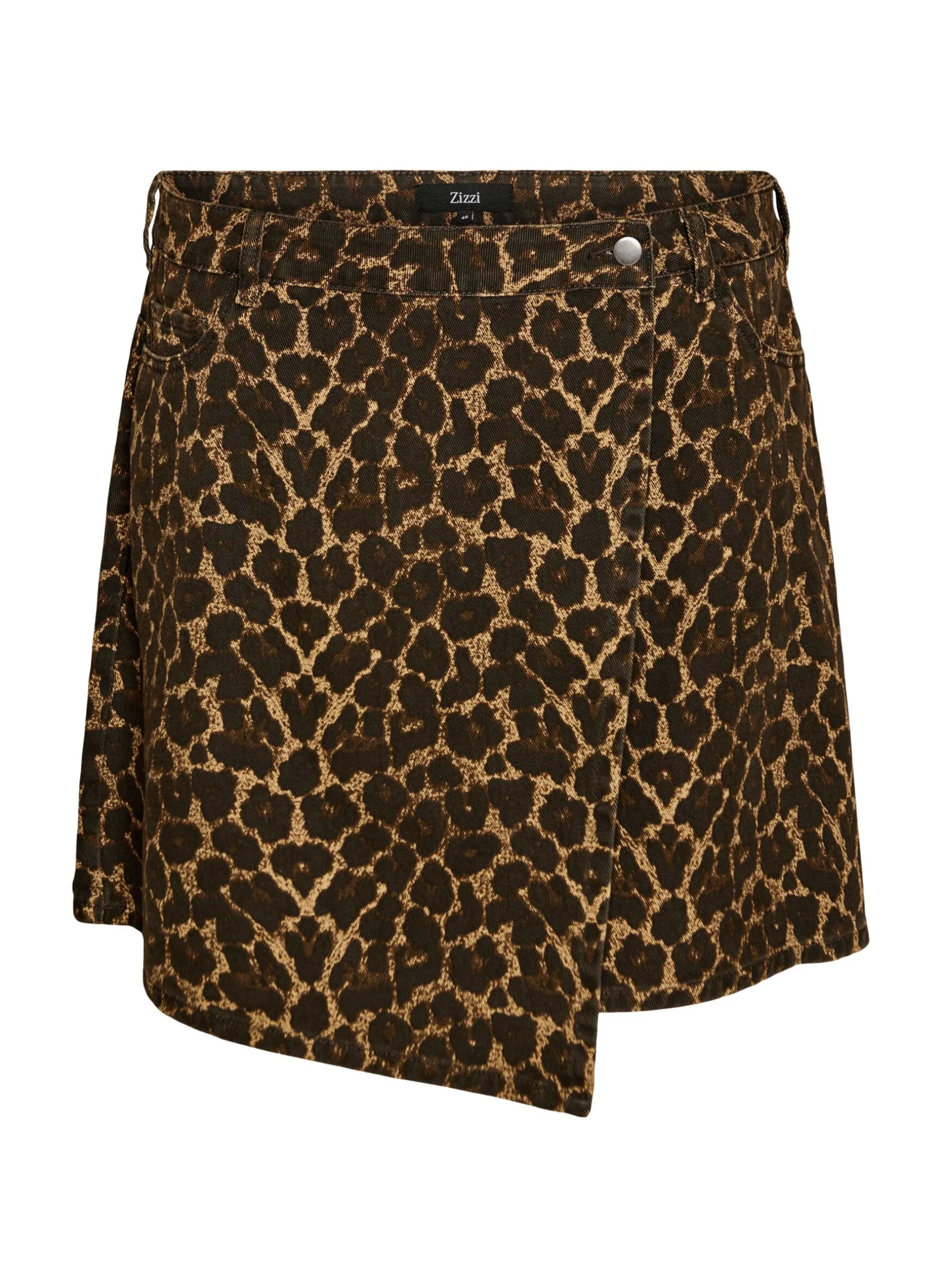 Kurzer Jeansrock mit Leo-Print und A-Linie