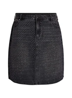 Kurzer Jeansrock mit Strasssteinen