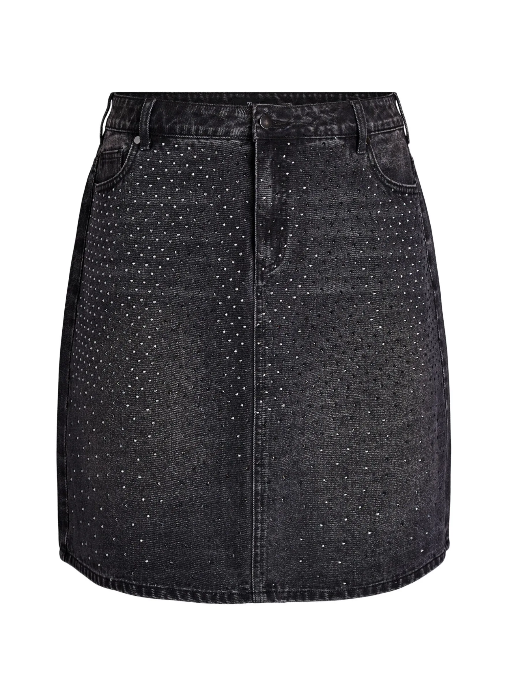Kurzer Jeansrock mit Strasssteinen