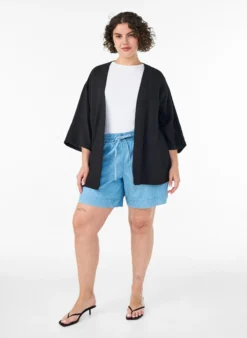 Kurzer Kimono aus Viskose mit 3/4-Ärmeln