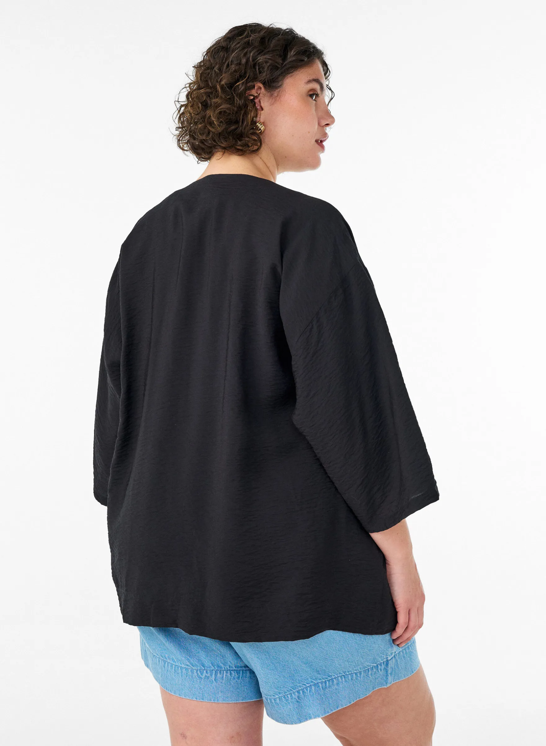Kurzer Kimono aus Viskose mit 3/4-Ärmeln