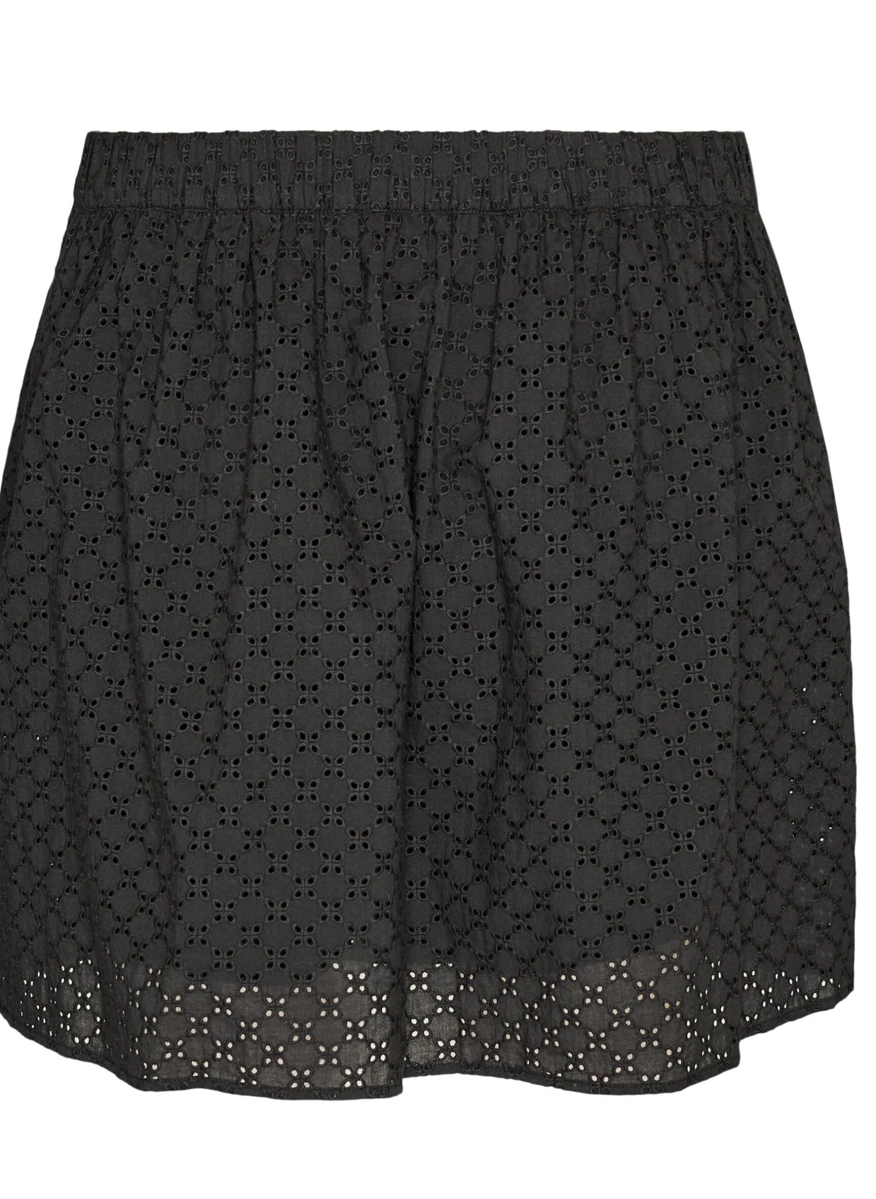 Kurzer Rock mit Broderie Anglaise und Gummizugbund