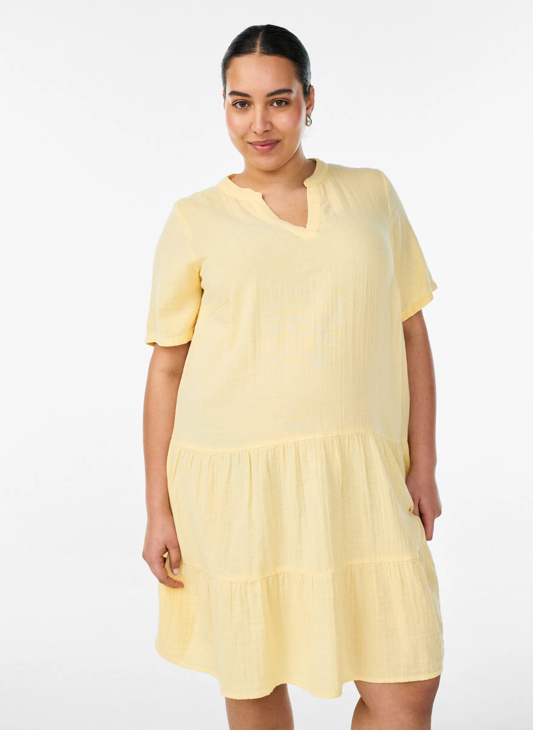 Kurzes A-Linien-Kleid aus Baumwollmusselin